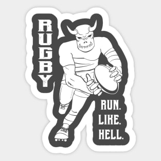 Rugby Run like Hell - Clean W Sticker